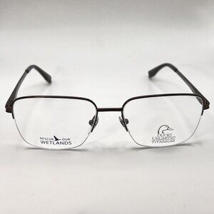 Ducks Unlimited Broussard Half Rim Titanium Metal Eyeglass Frame Brown 57-18-145